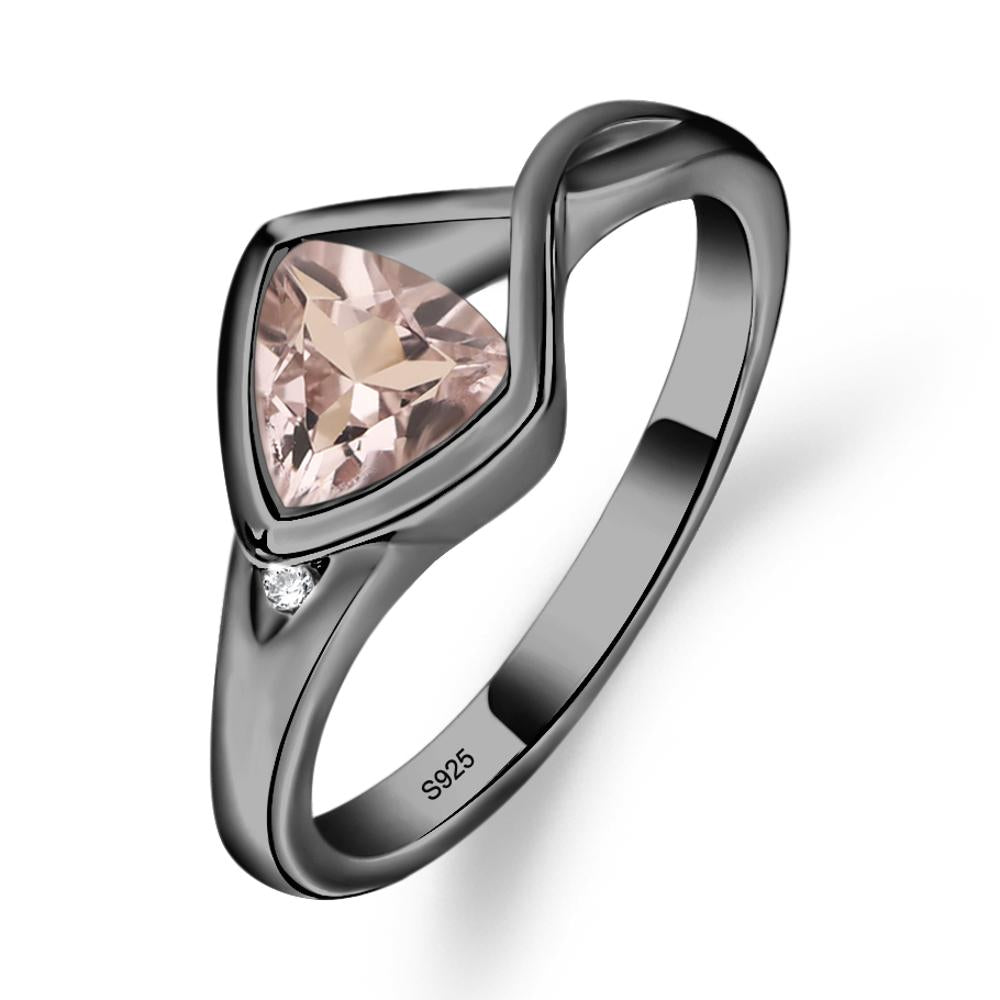 Trillion Cut Simple Morganite Ring - LUO Jewelry #metal_black finish sterling silver