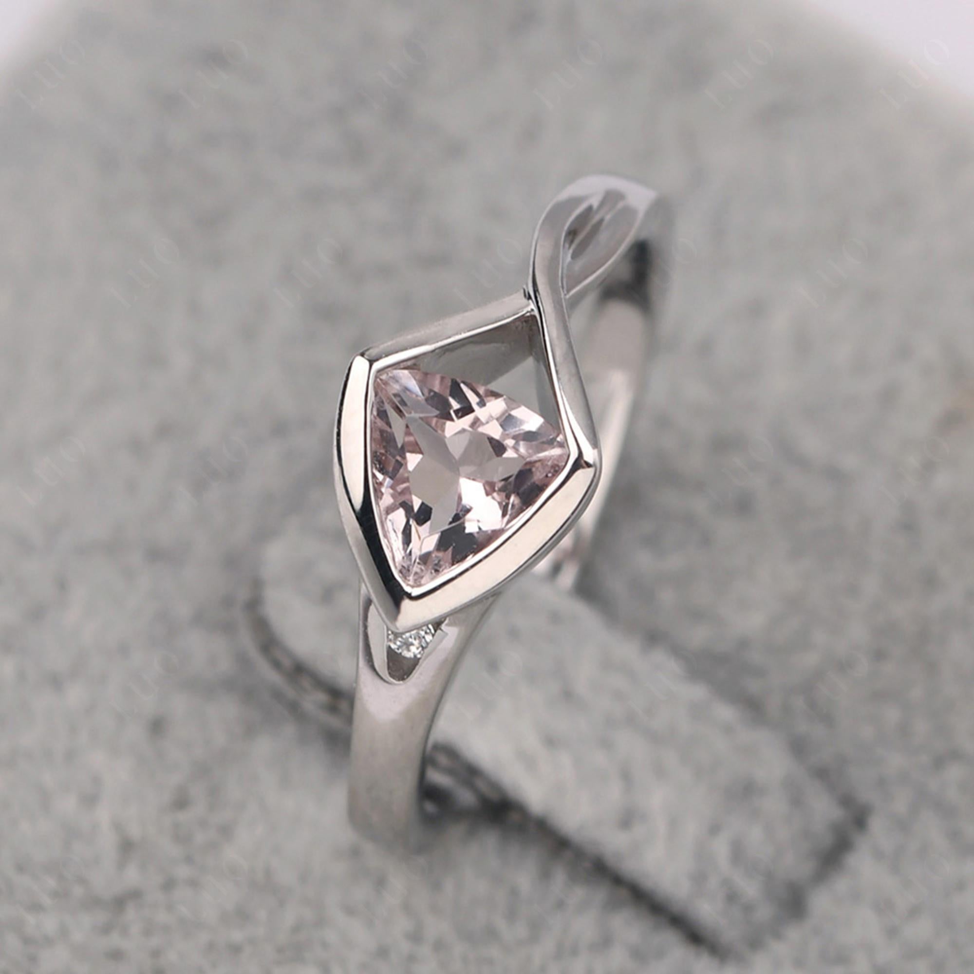 Trillion Cut Simple Morganite Ring - LUO Jewelry