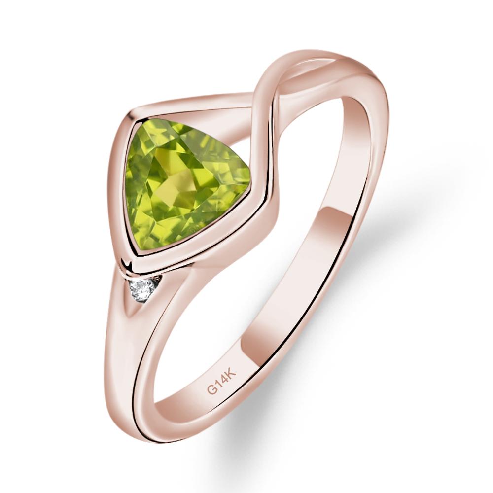 Trillion Cut Simple Peridot Ring - LUO Jewelry #metal_14k rose gold