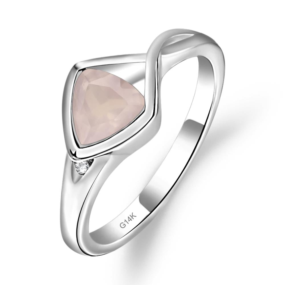 Trillion Cut Simple Rose Quartz Ring - LUO Jewelry #metal_14k white gold