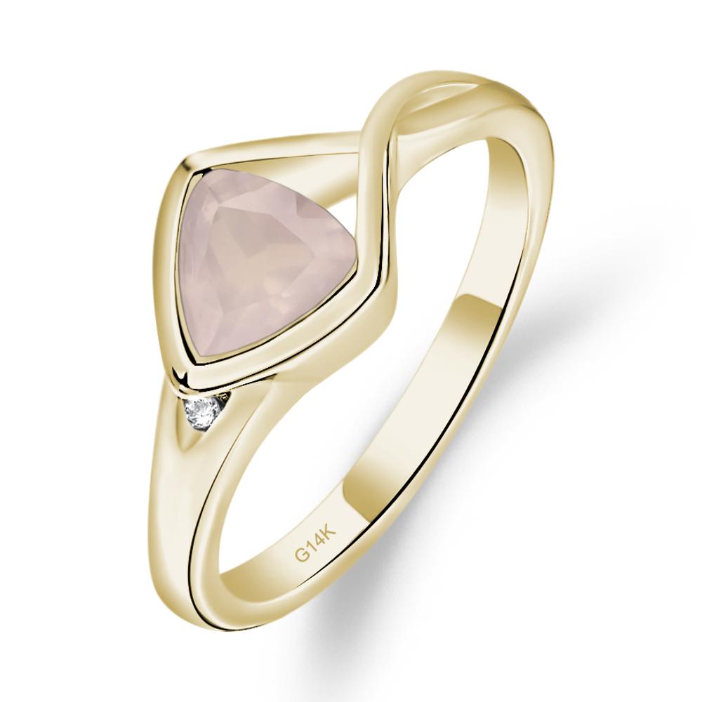 Trillion Cut Simple Rose Quartz Ring - LUO Jewelry #metal_14k yellow gold