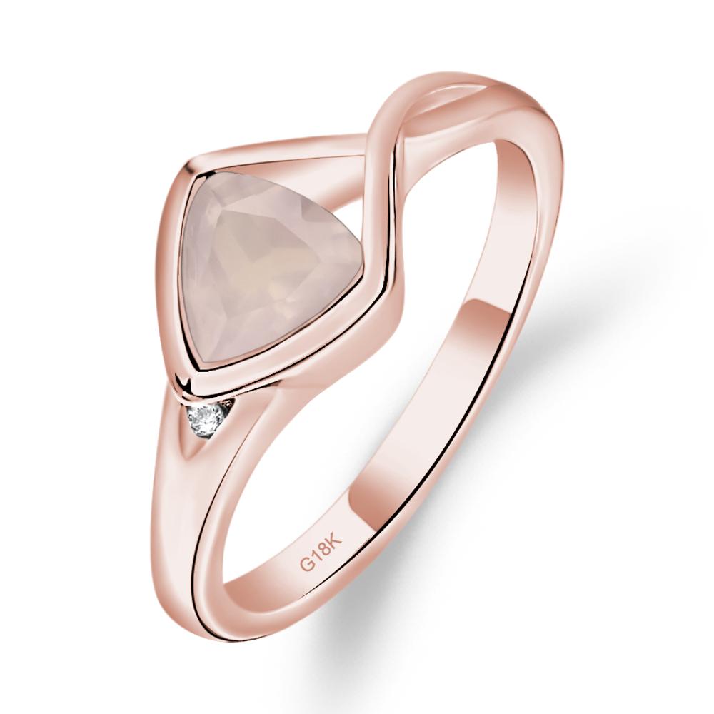 Trillion Cut Simple Rose Quartz Ring - LUO Jewelry #metal_18k rose gold