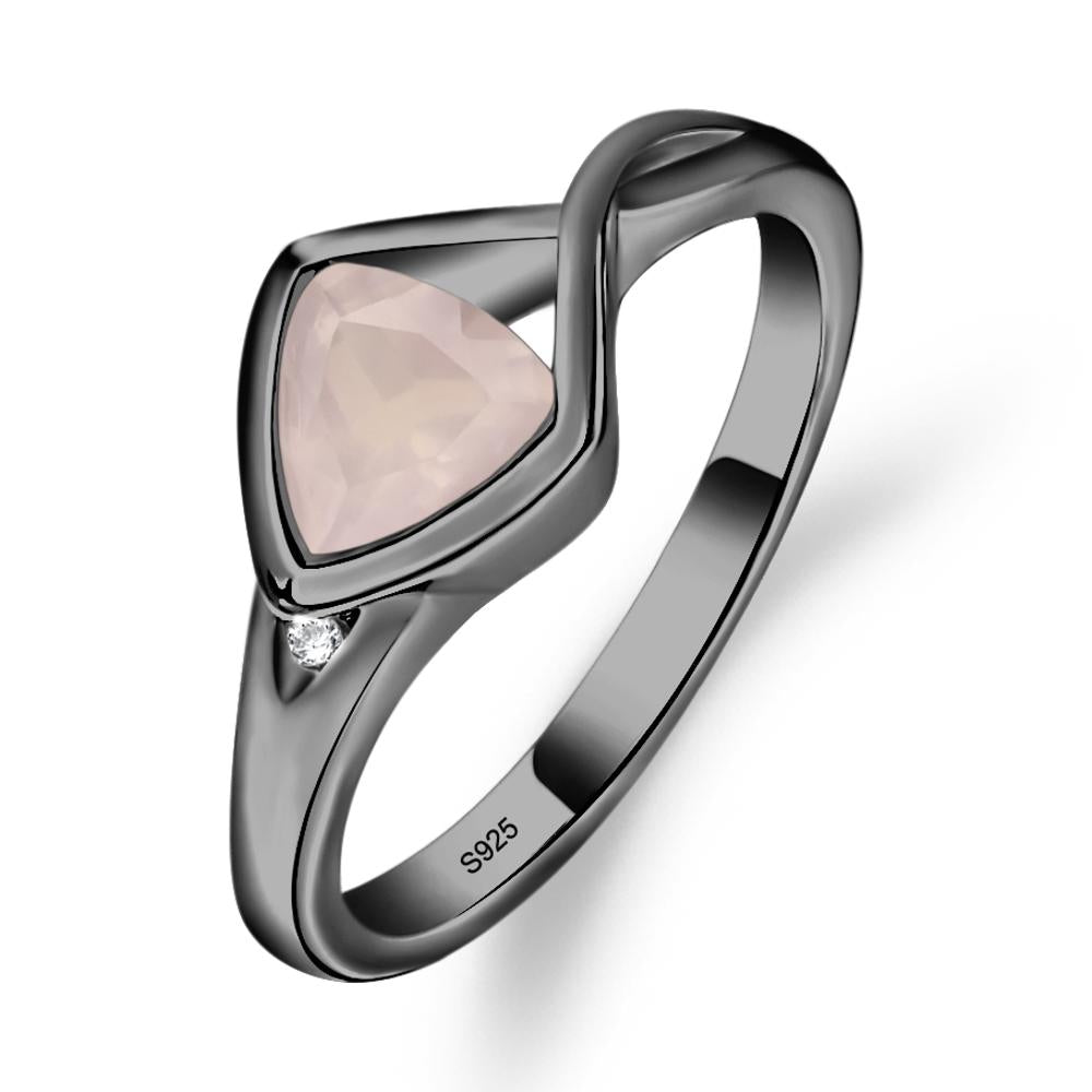 Trillion Cut Simple Rose Quartz Ring - LUO Jewelry #metal_black finish sterling silver