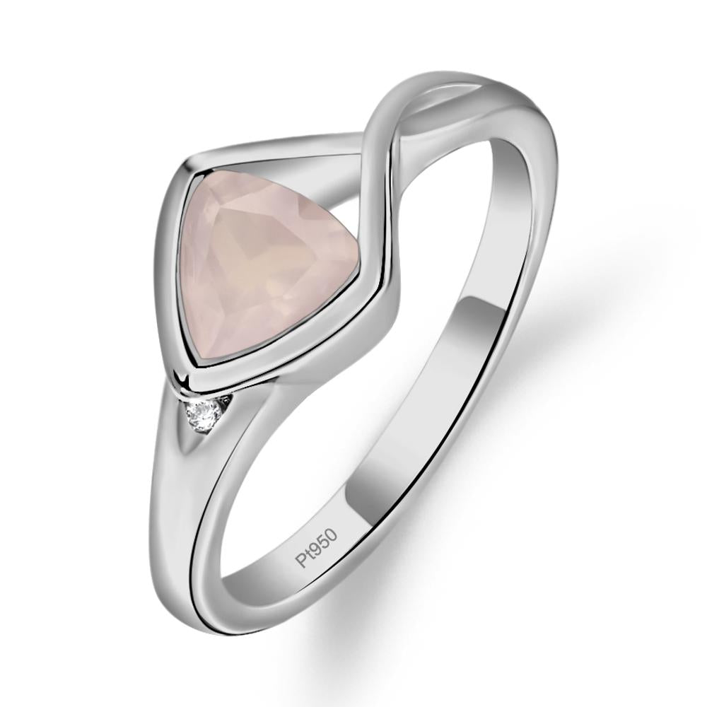 Trillion Cut Simple Rose Quartz Ring - LUO Jewelry #metal_platinum