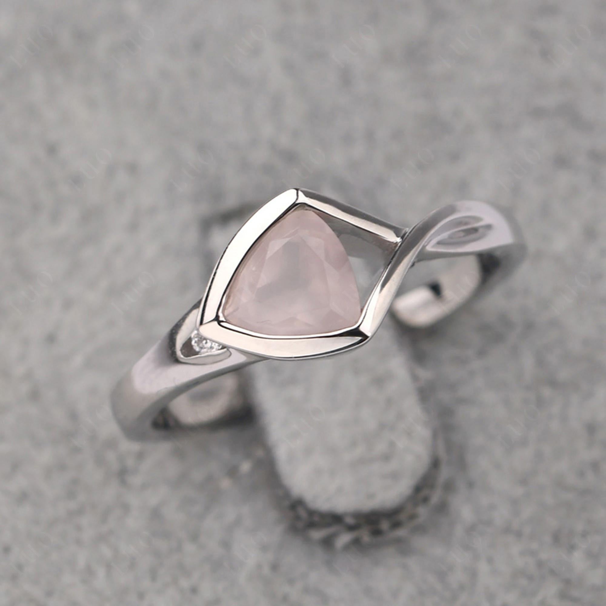 Trillion Cut Simple Rose Quartz Ring - LUO Jewelry
