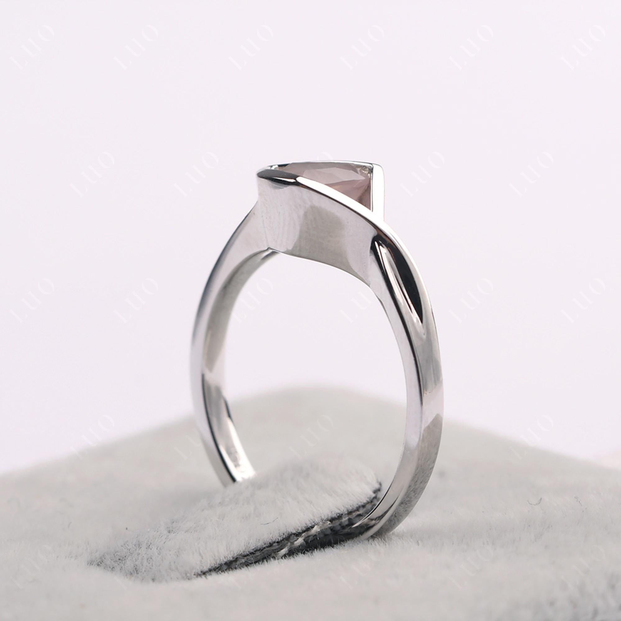 Trillion Cut Simple Rose Quartz Ring - LUO Jewelry