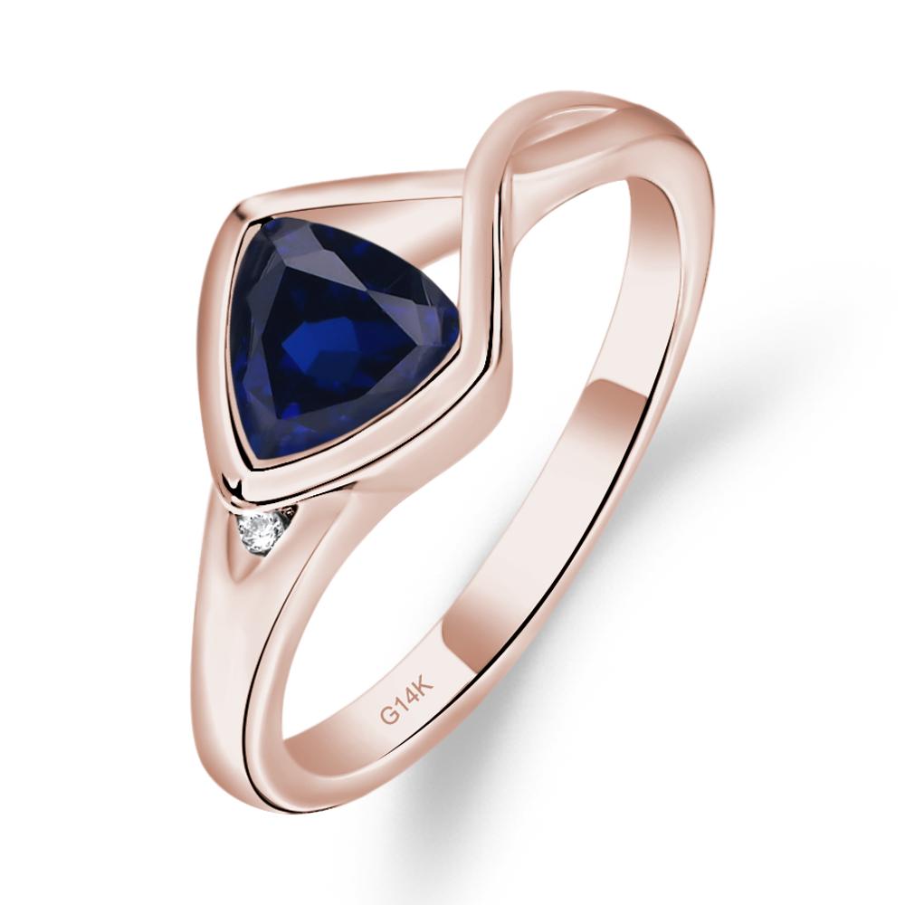 Trillion Cut Simple Lab Sapphire Ring - LUO Jewelry #metal_14k rose gold