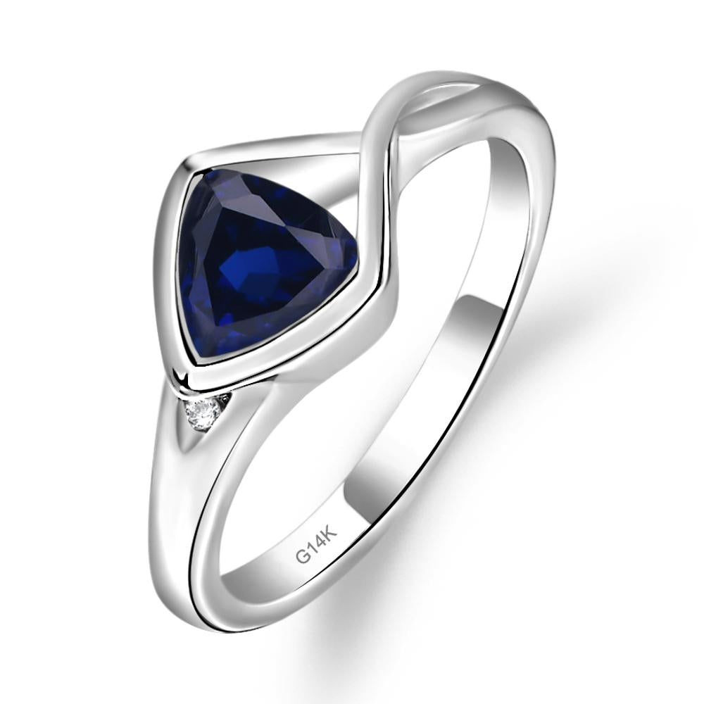 Trillion Cut Simple Lab Sapphire Ring - LUO Jewelry #metal_14k white gold