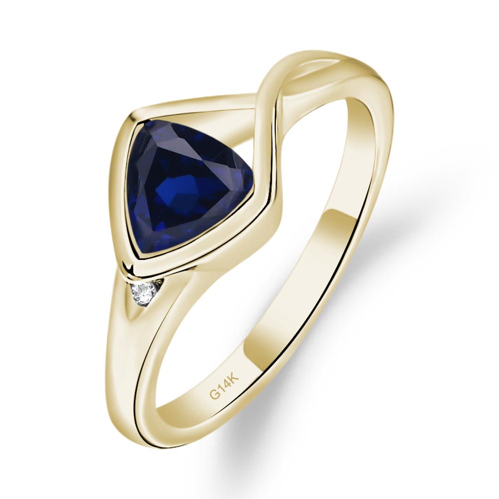 Trillion Cut Simple Lab Sapphire Ring - LUO Jewelry #metal_14k yellow gold