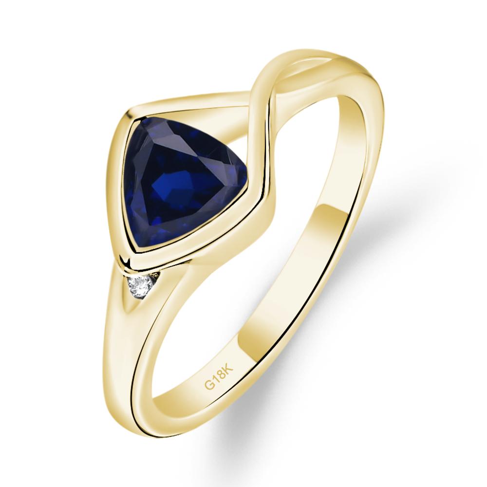 Trillion Cut Simple Lab Sapphire Ring - LUO Jewelry #metal_18k yellow gold