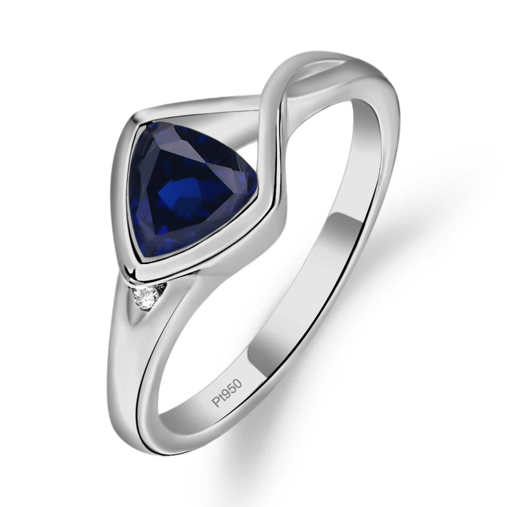 Trillion Cut Simple Lab Sapphire Ring - LUO Jewelry #metal_platinum