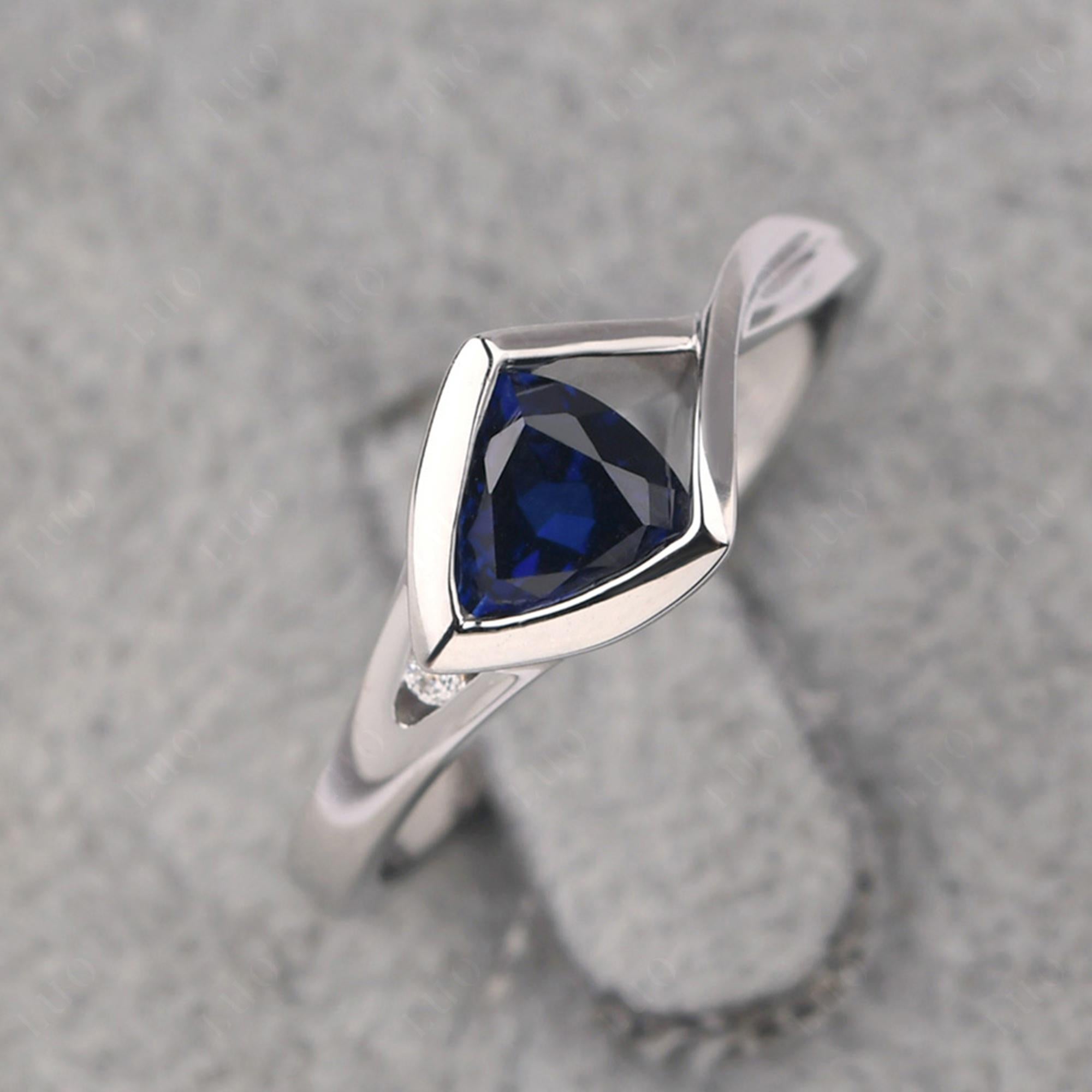 Trillion Cut Simple Lab Sapphire Ring - LUO Jewelry