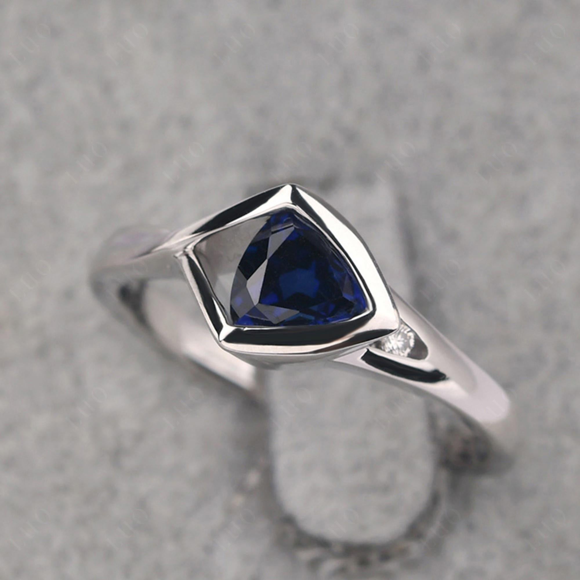 Trillion Cut Simple Lab Sapphire Ring - LUO Jewelry