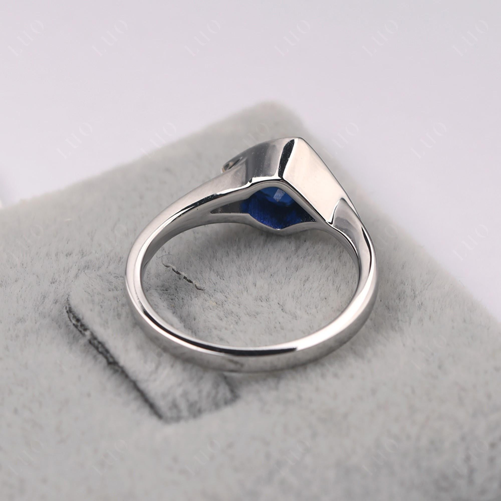 Trillion Cut Simple Lab Sapphire Ring - LUO Jewelry