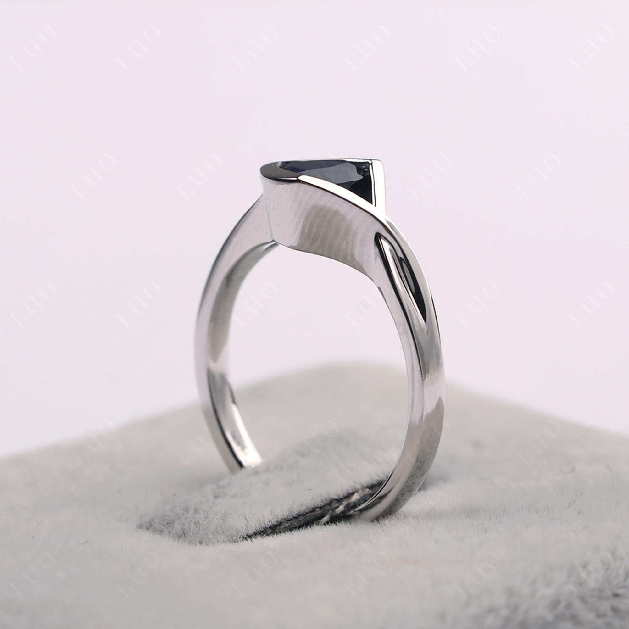 Trillion Cut Simple Lab Sapphire Ring - LUO Jewelry