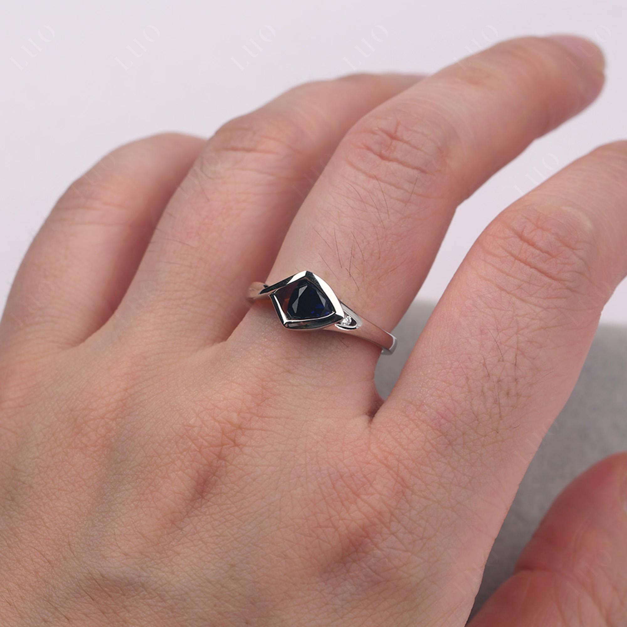 Trillion Cut Simple Lab Sapphire Ring - LUO Jewelry