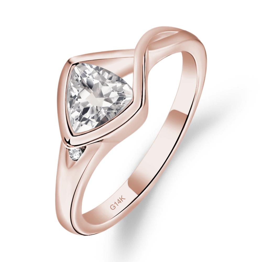 Trillion Cut Simple White Topaz Ring - LUO Jewelry #metal_14k rose gold
