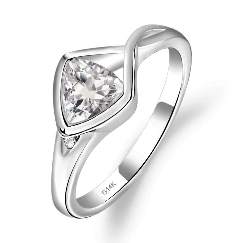 Trillion Cut Simple White Topaz Ring - LUO Jewelry #metal_14k white gold