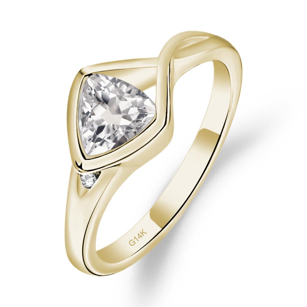 Trillion Cut Simple White Topaz Ring - LUO Jewelry #metal_14k yellow gold