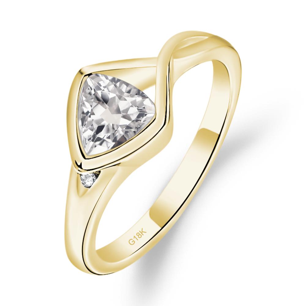 Trillion Cut Simple White Topaz Ring - LUO Jewelry #metal_18k yellow gold