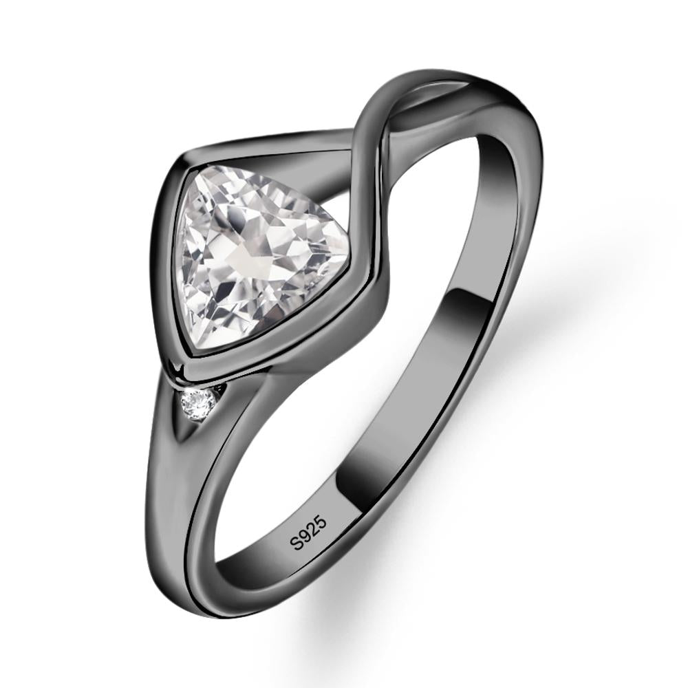 Trillion Cut Simple White Topaz Ring - LUO Jewelry #metal_black finish sterling silver