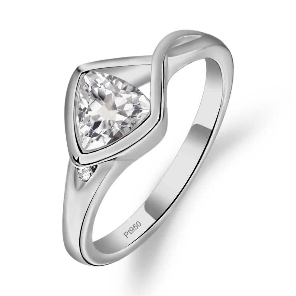 Trillion Cut Simple White Topaz Ring - LUO Jewelry #metal_platinum