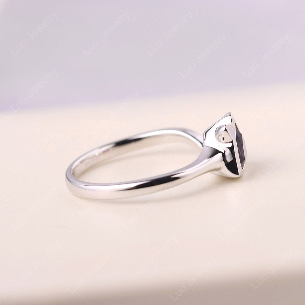 Cat Trillion Cut Amethyst Bezel Ring