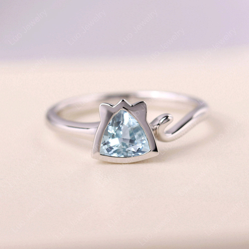 Aquamarine Cat Inspired Ring