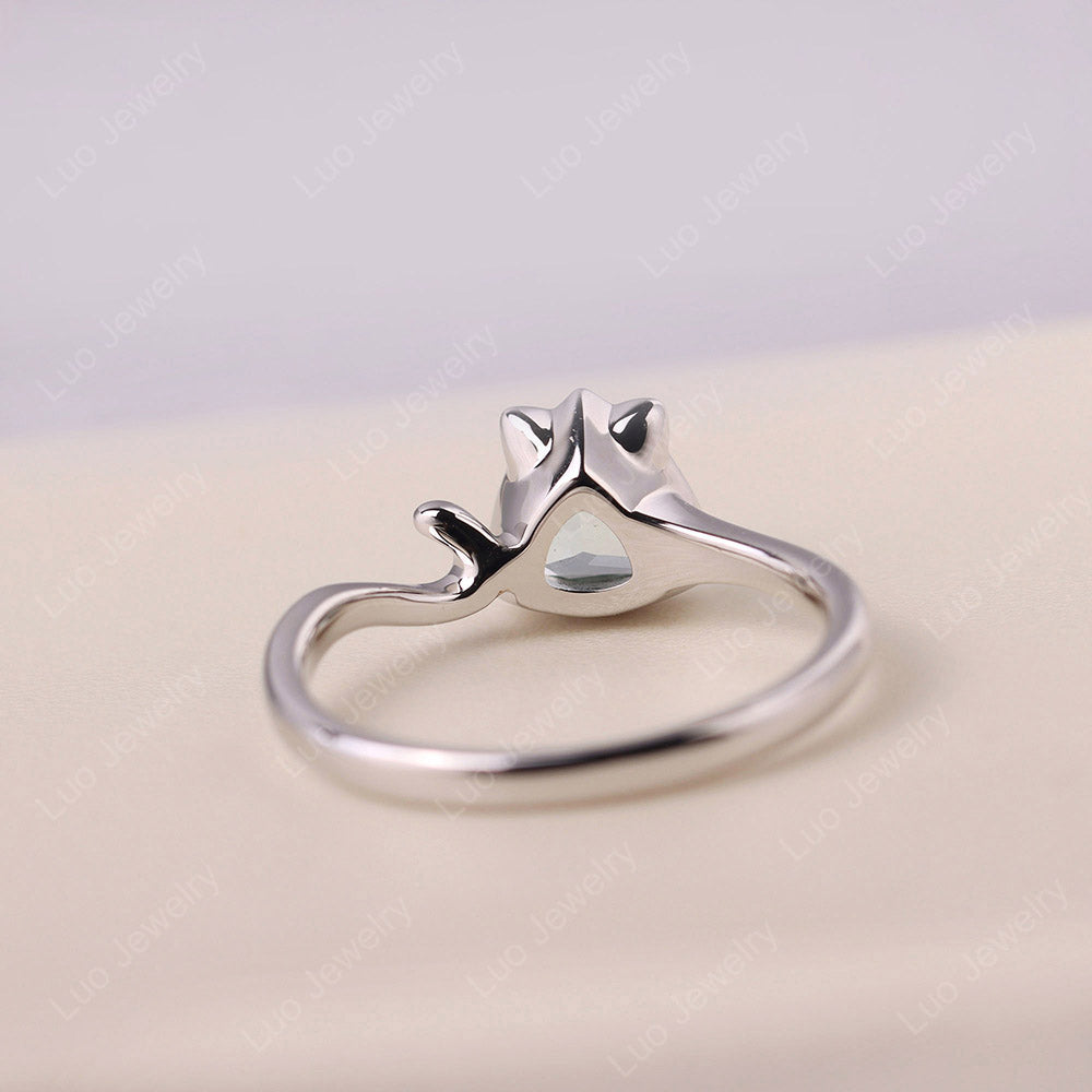 Cat Trillion Cut Aquamarine Bezel Ring