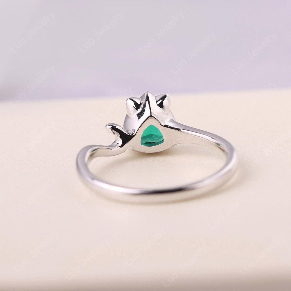 Cat Trillion Cut Emerald Bezel Ring