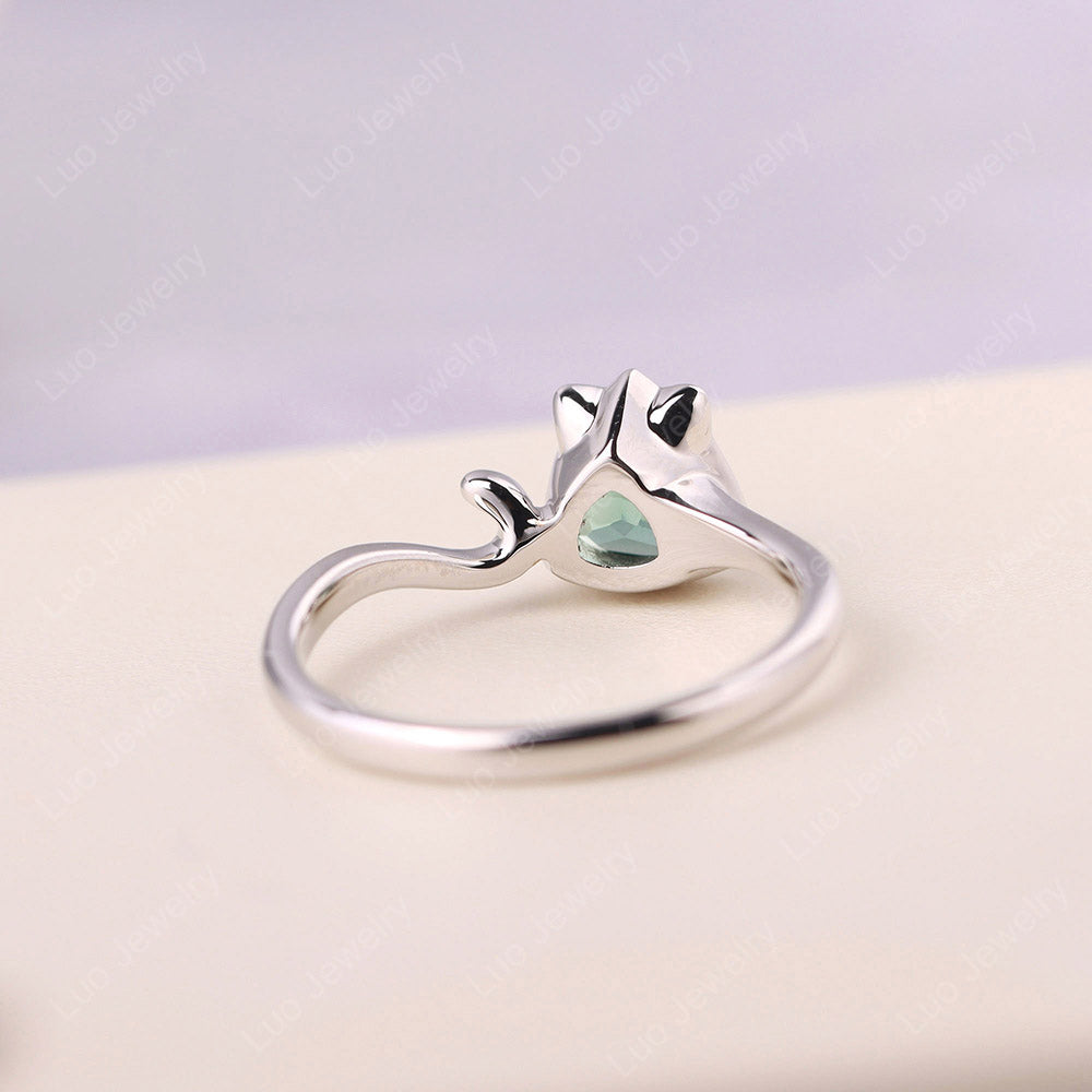 Green Sapphire Cat Inspired Ring