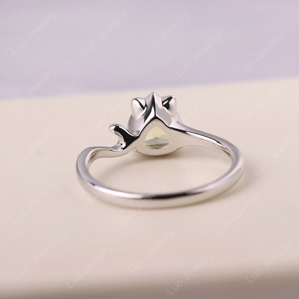 Cat Trillion Cut Lemon Quartz Bezel Ring