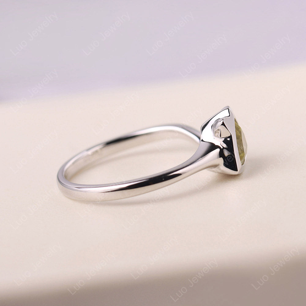 Cat Trillion Cut Lemon Quartz Bezel Ring