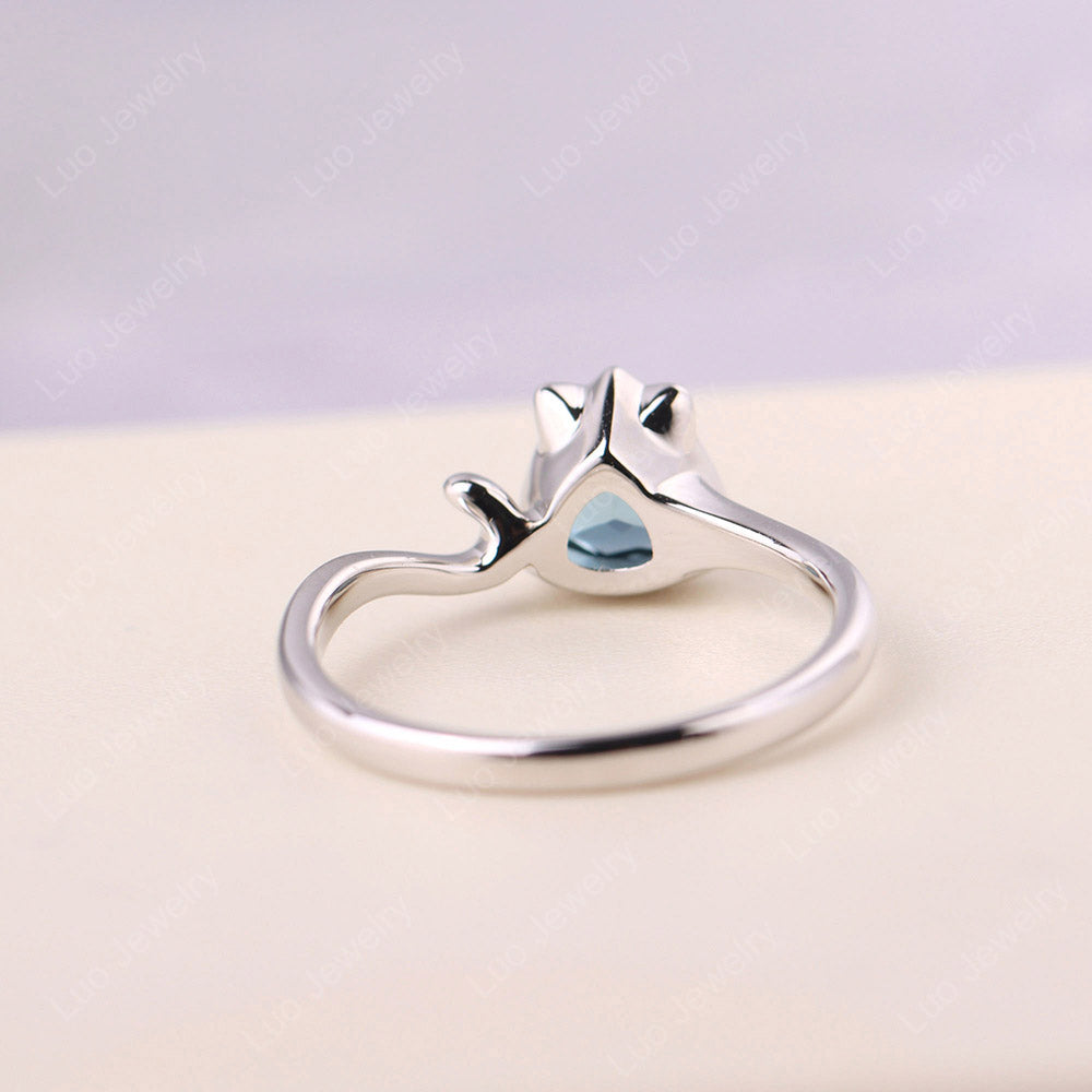 Cat Trillion Cut London Blue Topaz Bezel Ring