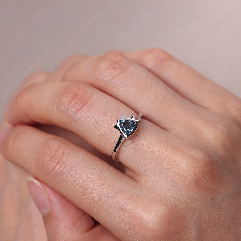 Cat Trillion Cut London Blue Topaz Bezel Ring