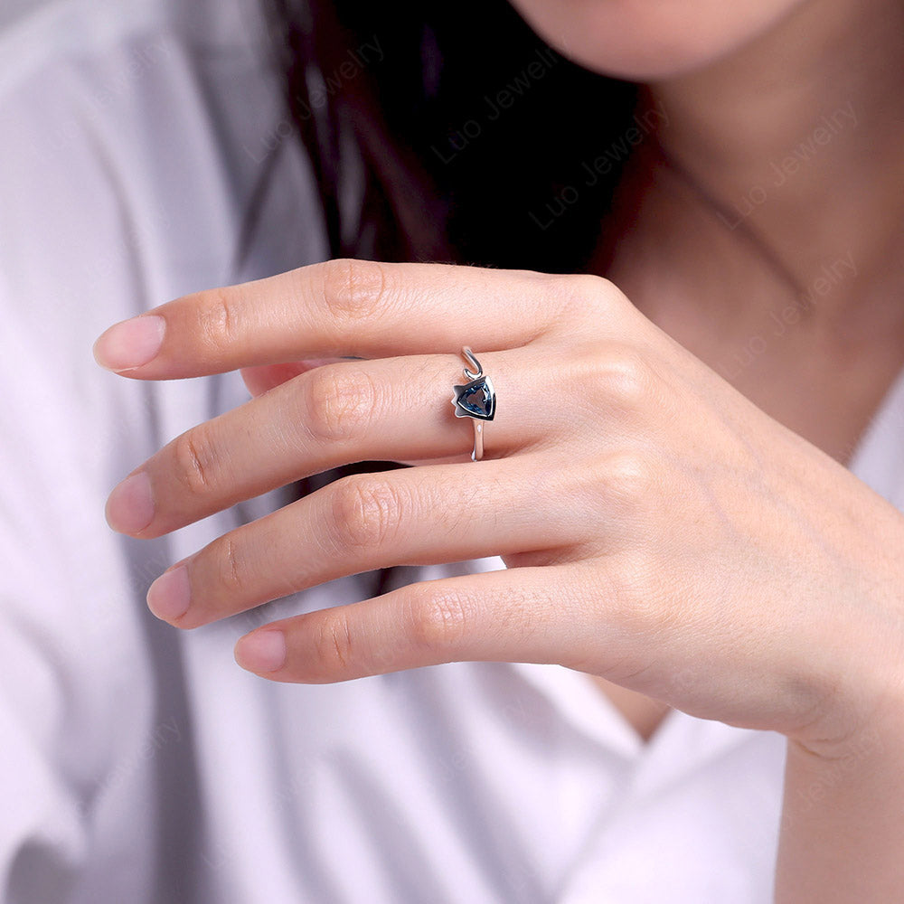 Cat Trillion Cut London Blue Topaz Bezel Ring