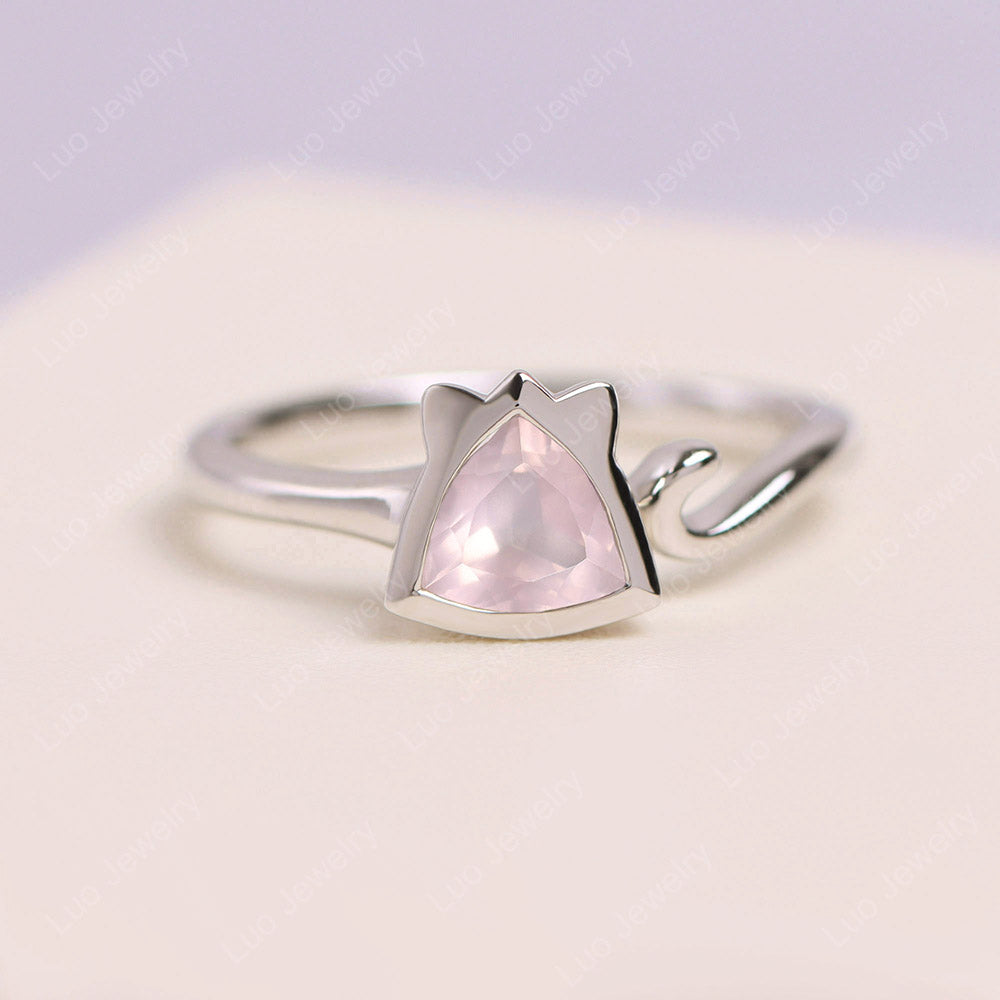 Rose Quartz Cat Inspired Ring