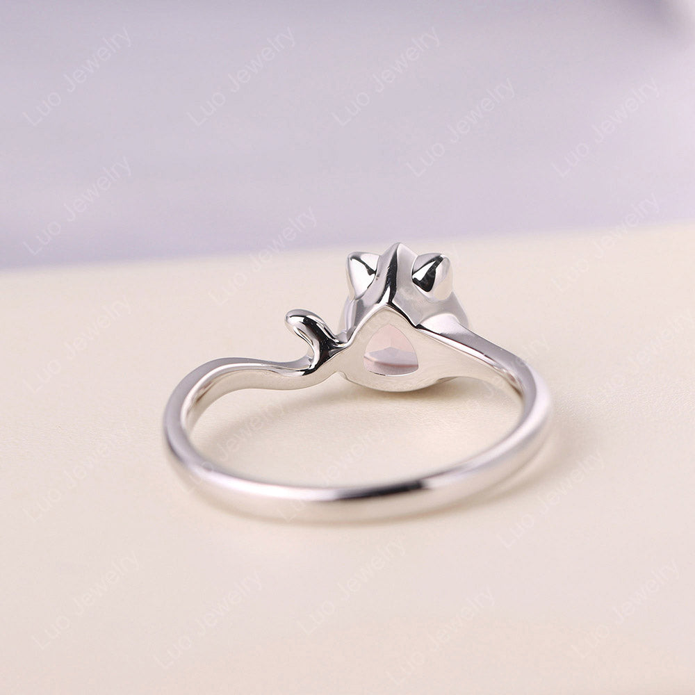 Cat Trillion Cut Rose Quartz Bezel Ring