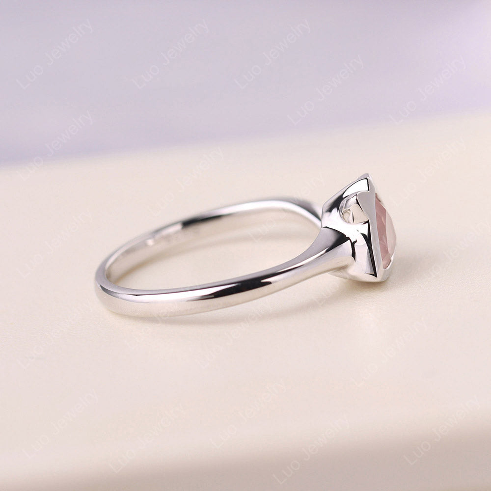 Cat Trillion Cut Rose Quartz Bezel Ring
