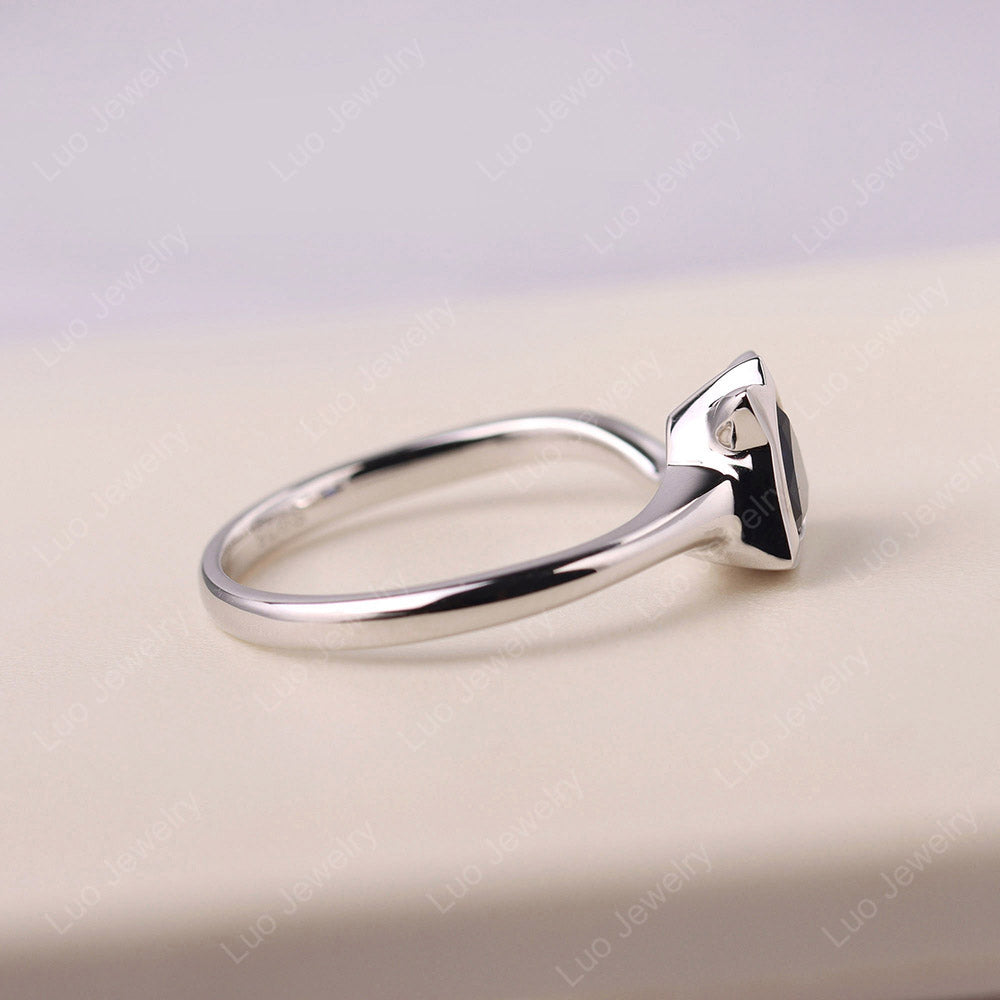 Cat Trillion Cut Lab Sapphire Bezel Ring