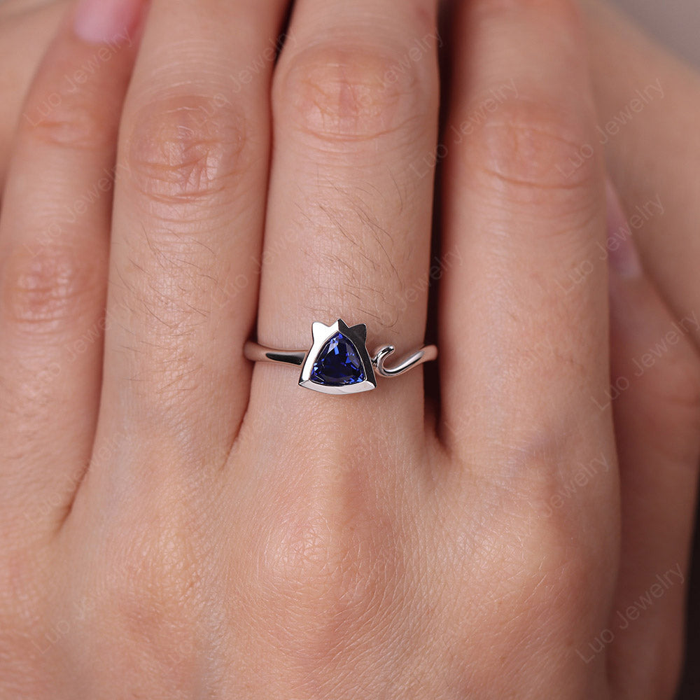 Sapphire Cat Inspired Ring