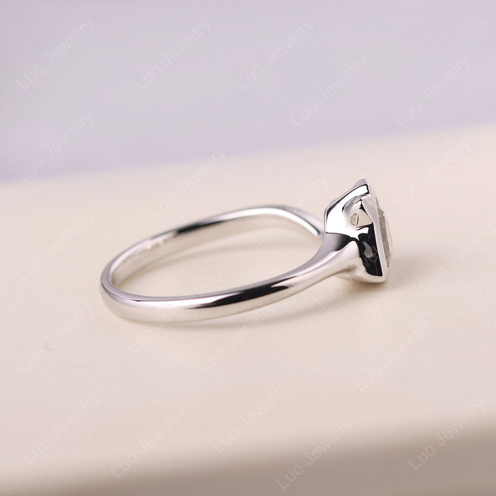 Cat Trillion Cut White Topaz Bezel Ring