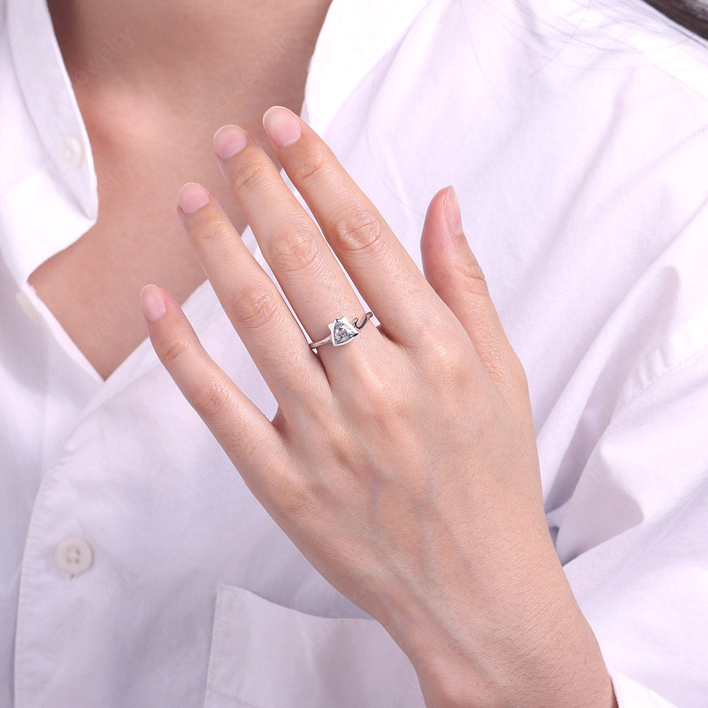 Cat Trillion Cut White Topaz Bezel Ring