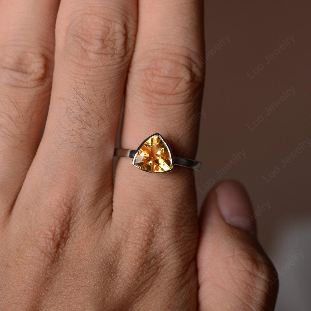 Solitaire Citrine Ring Trillion Cut Gold - LUO Jewelry