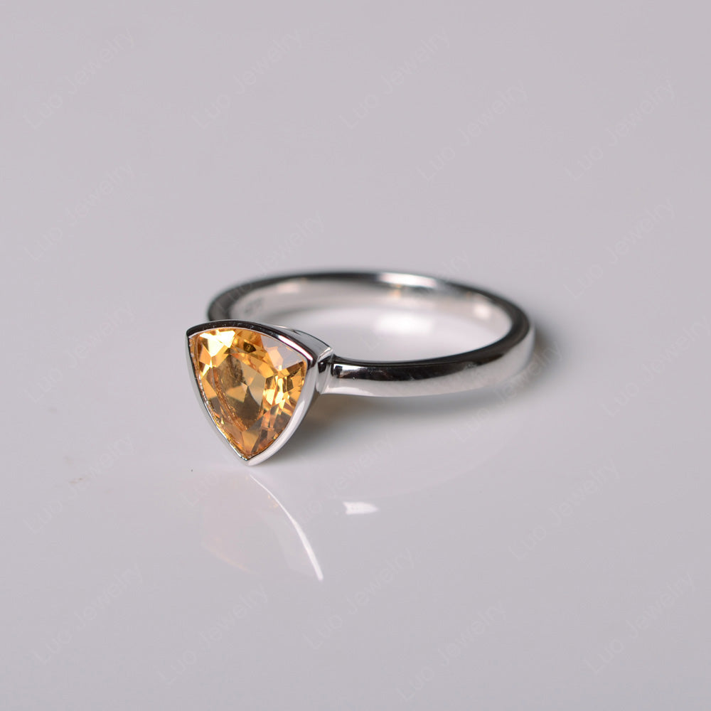 Solitaire Citrine Ring Trillion Cut Gold - LUO Jewelry