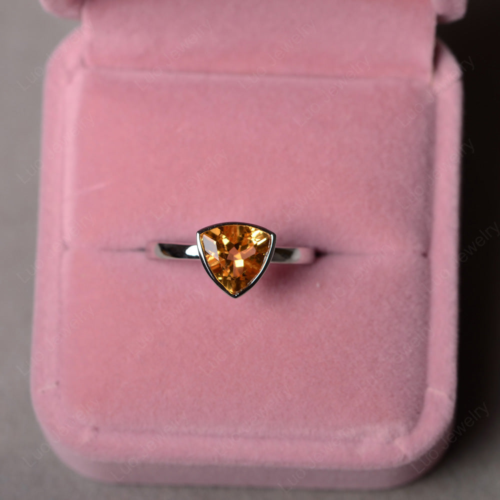 Solitaire Citrine Ring Trillion Cut Gold - LUO Jewelry