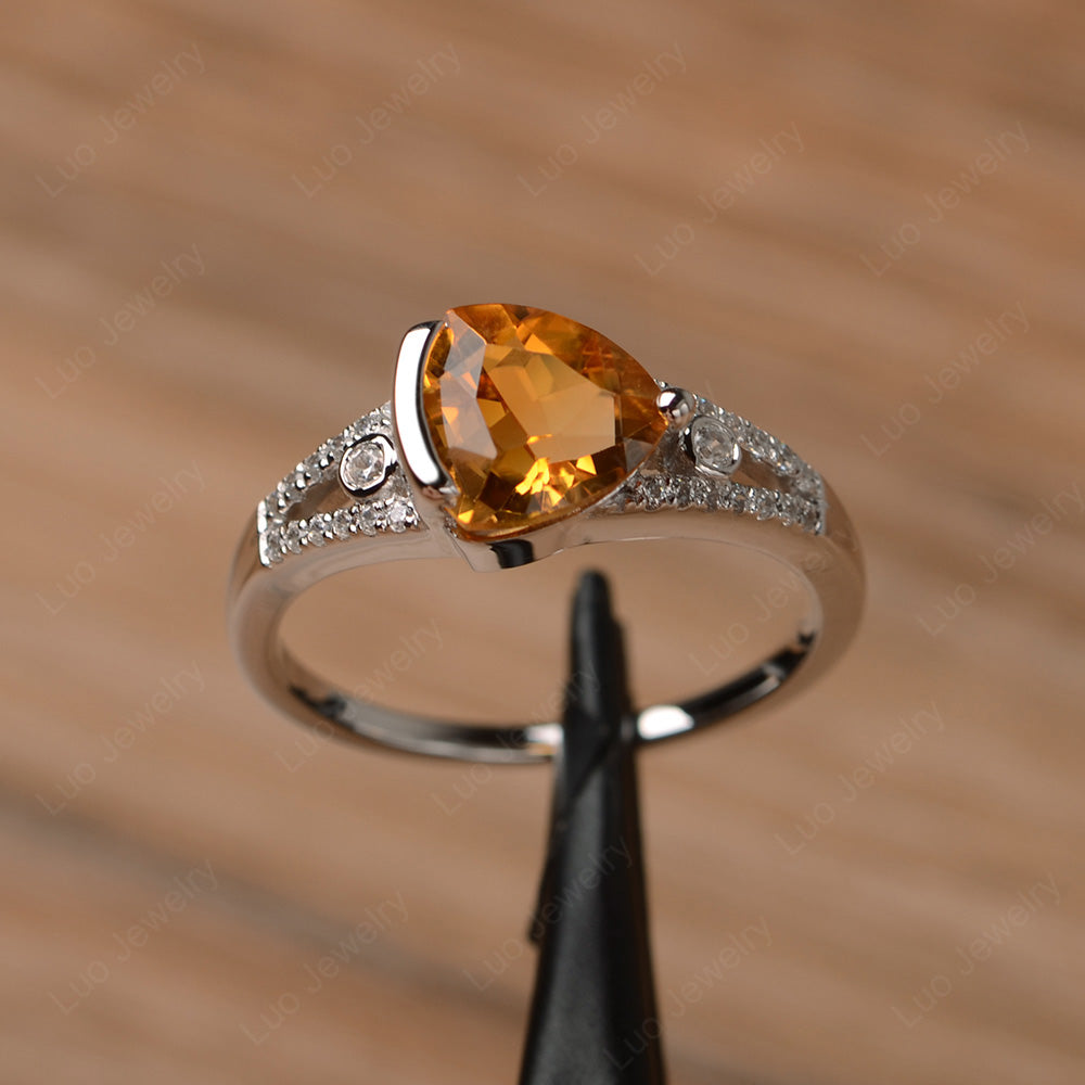 Trillion Cut Citrine Wedding Ring Silver - LUO Jewelry