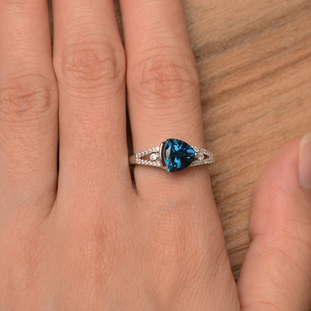 Trillion Cut London Blue Topaz Wedding Ring Silver - LUO Jewelry