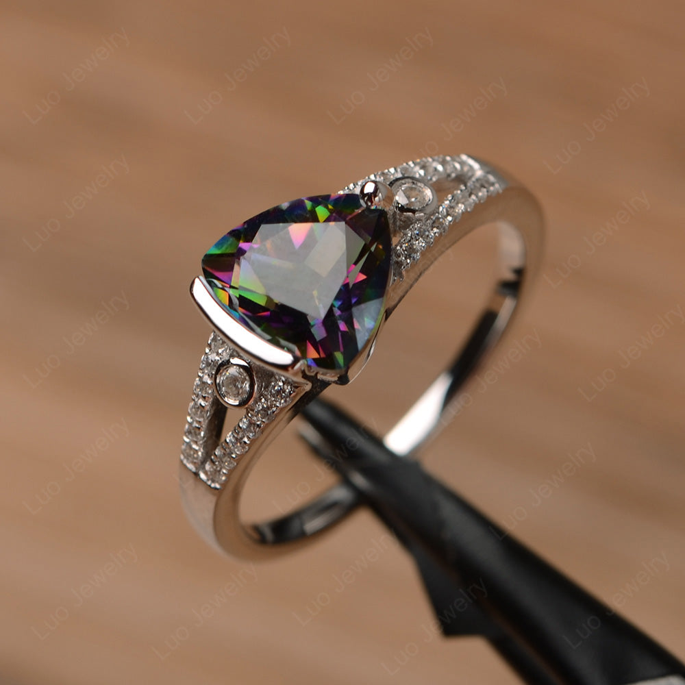 Trillion Cut Mystic Topaz Wedding Ring Silver - LUO Jewelry