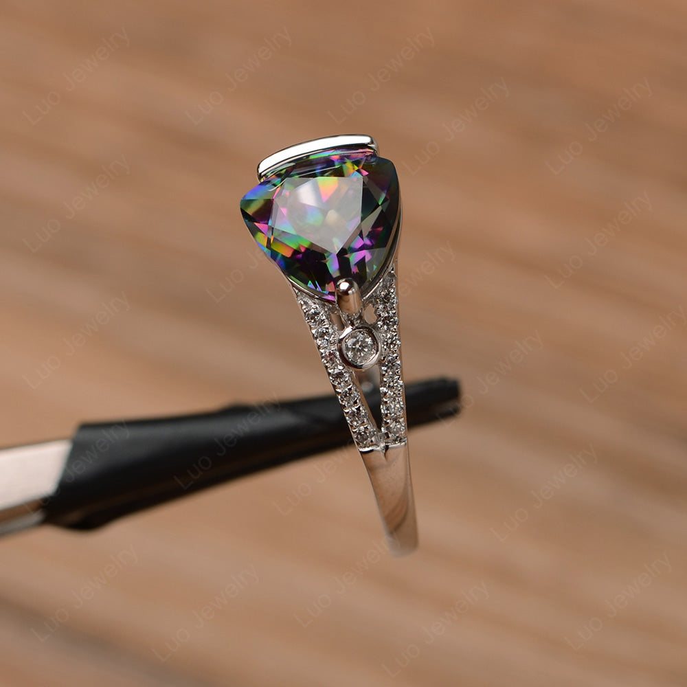 Trillion Cut Mystic Topaz Wedding Ring Silver - LUO Jewelry